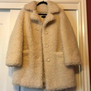 Topshop White Sherpa Pea Coat